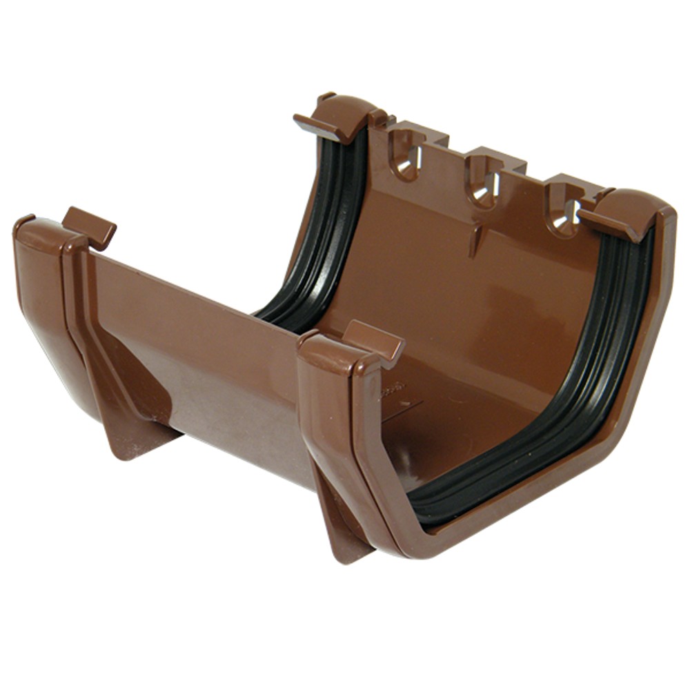 112mm Square Gutter Union Bracket Brown.