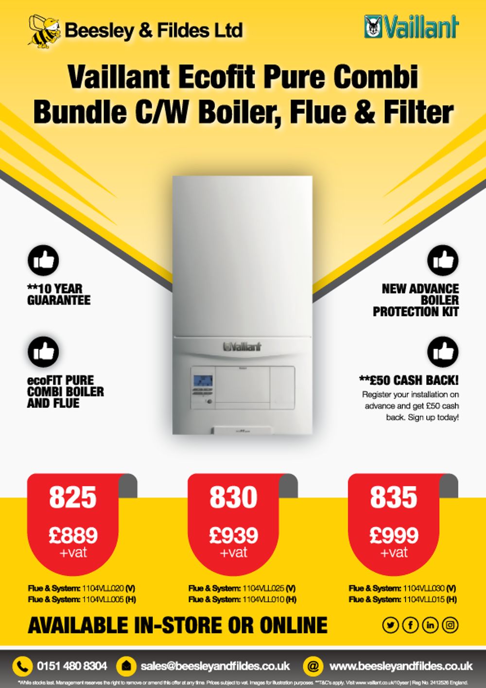 Vaillant Ecofit Pure 835 Combi Boiler 2025