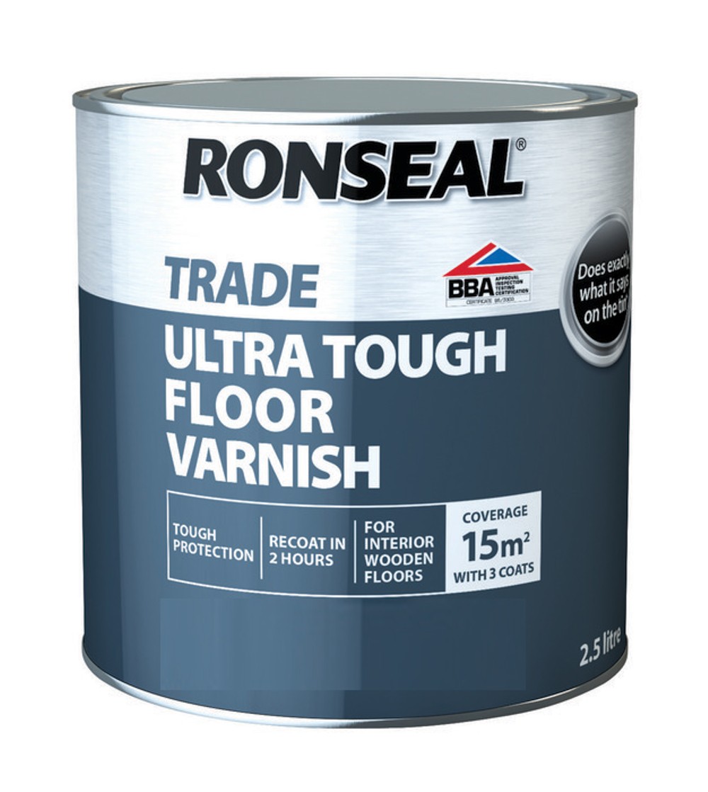 Ronseal Trade Ultra Tough Floor Satin Varnish Clear 2.5Ltr ...